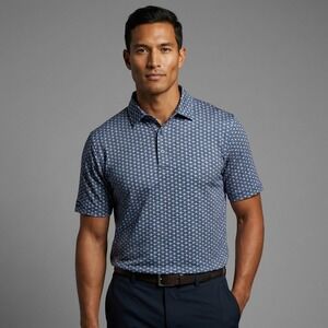 Straight Down Mens Large Fighter Jet Golf Polo Shirt Navy Blue UPF 50 Spandex